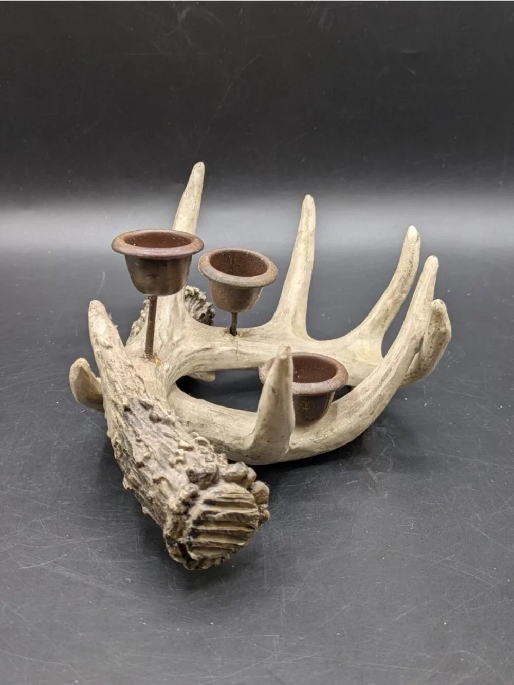 Deer Antler Triple Candle Holder Resin 8